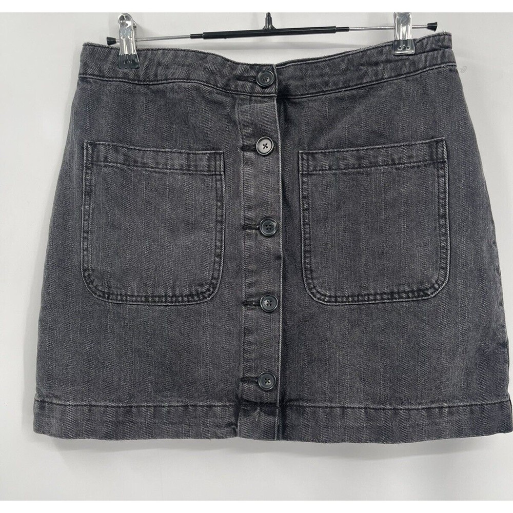 We The Free Denim Button Front Mini Skirt Charcoal Gray Size 30
